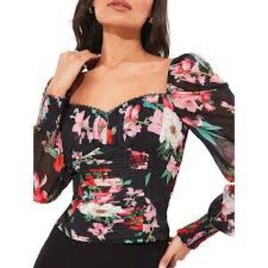 Lipsy London Floral Puff-Sleeve Sweetheart Corset Top
